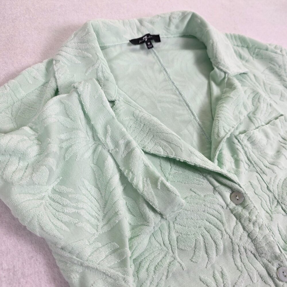 7 For All Mankind Mint Textured Camp Shirt Women's M